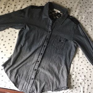 Polkadot button up Shirt /w lace panel